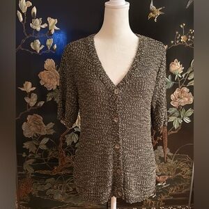 Alfani Mottled Green Short Sleeve Button Down Cardigan